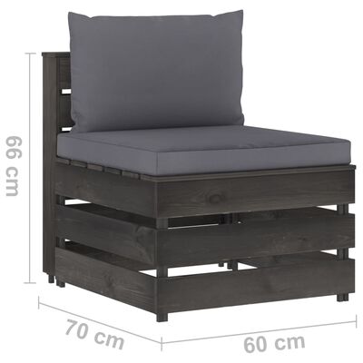 vidaXL 6 Piece Garden Lounge Set with Cushions Grey Impregnated Wood