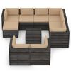 vidaXL 10 Piece Garden Lounge Set with Cushions Grey Impregnated Wood