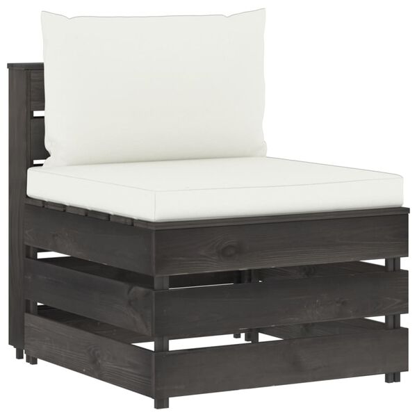 vidaXL 3 Piece Garden Lounge Set with Cushions Grey Impregnated Wood