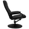 vidaXL TV Armchair with Footstool Black Faux Leather