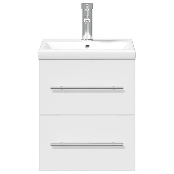 vidaXL Bathroom Sink Cabinet with Built-in Basin High Gloss White