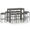 vidaXL 9 Piece Garden Bar Set with Cushions Poly Rattan Grey