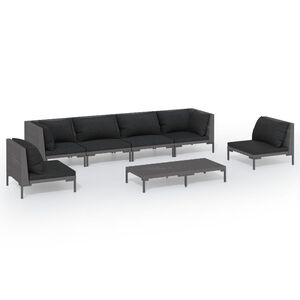 vidaXL Garden Lounge Set | Dark Grey, Black | Powder-coated steel | 7 Piece Set