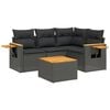 vidaXL 5 Piece Garden Sofa Set with Cushions Black Poly Rattan