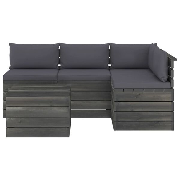 vidaXL 5 Piece Garden Pallet Lounge Set with Cushions Solid Pinewood
