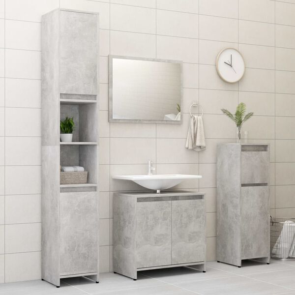 vidaXL Bathroom Cabinet Concrete Grey 30x30x95 cm Engineered Wood
