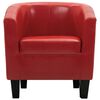vidaXL Tub Chair with Footstool Red Faux Leather
