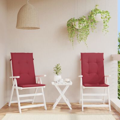 vidaXL Garden Highback Chair Cushions 2 pcs Wine Red 120x50x3 cm Fabric