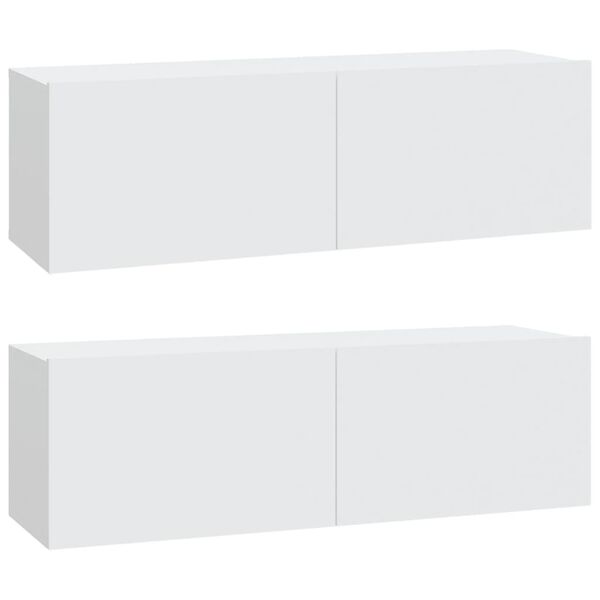 vidaXL Wall TV Cabinets 2 pcs White 100x30x30 cm Engineered Wood