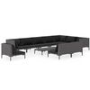 vidaXL 11 Piece Garden Lounge Set with Cushions Poly Rattan Dark Grey