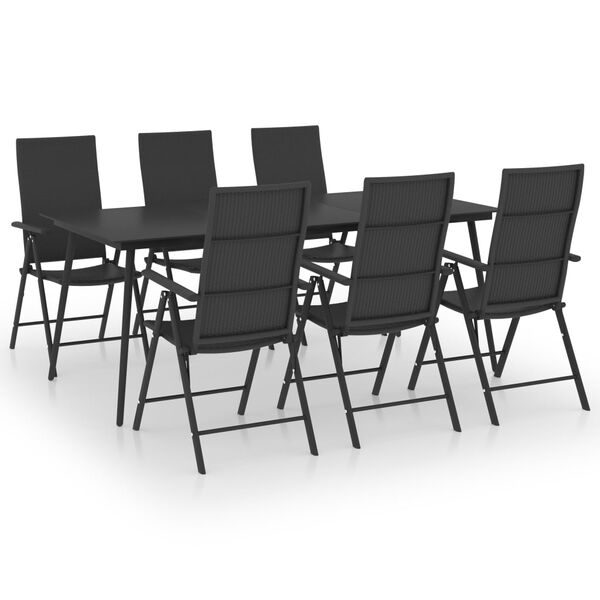 vidaXL 7 Piece Garden Dining Set Black