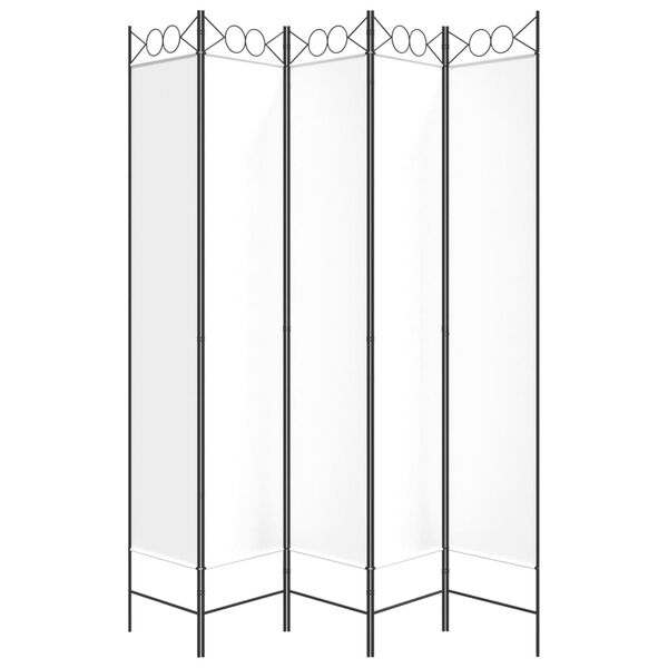vidaXL 5-Panel Room Divider White 200x220 cm Fabric