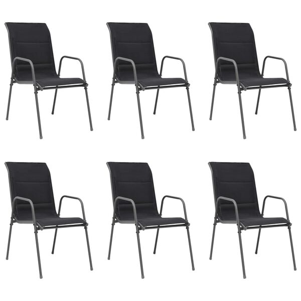 vidaXL Stackable Garden Chairs 6 pcs Steel and Textilene Black