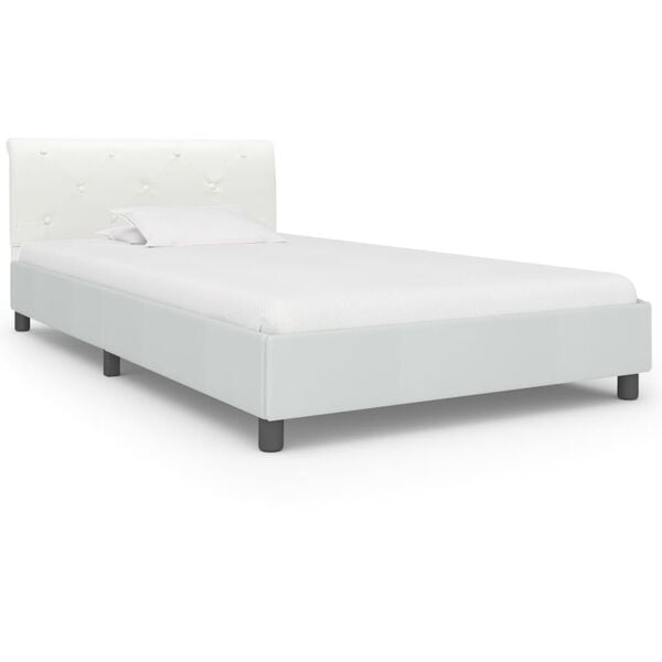 vidaXL Bed Frame without Mattress White Faux Leather 90x200 cm