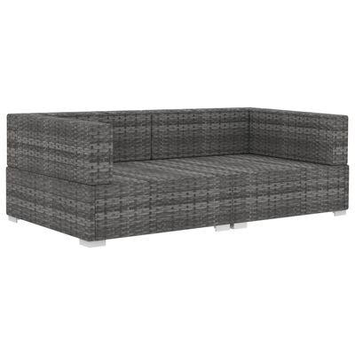 vidaXL Sectional Corner Chairs 2 pcs with Cushions Poly Rattan Grey