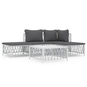 vidaXL Garden Lounge Set | White | Woven Fabric | 5 Piece | Modular