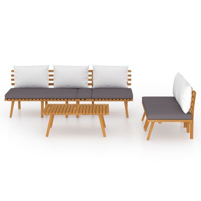 vidaXL 4 Piece Garden Lounge Set with Cushions Solid Wood Acacia