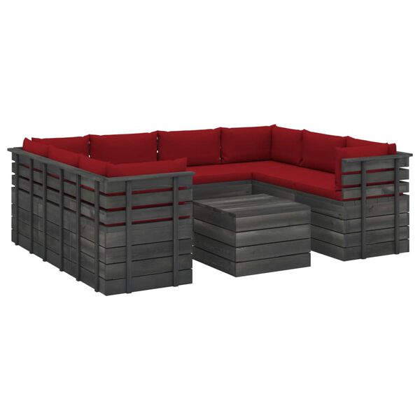 vidaXL 9 Piece Garden Pallet Lounge Set with Cushions Solid Pinewood