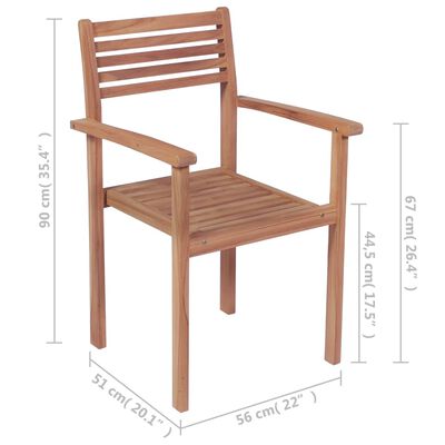 vidaXL Garden Chairs 4 pcs with Cream White Cushions Solid Teak Wood