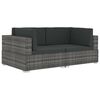 vidaXL Sectional Corner Chairs 2 pcs with Cushions Poly Rattan Grey