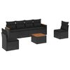 vidaXL 7 Piece Garden Sofa Set with Cushions Black Poly Rattan