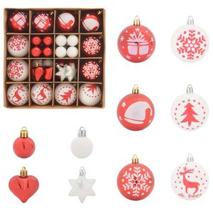 vidaXL Christmas Bauble Set 40 pcs Red and White &Oslash; 6 cm Plastic