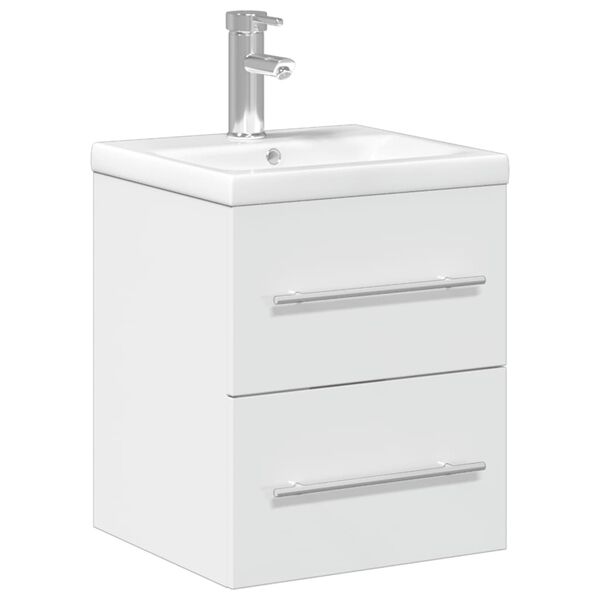 vidaXL Bathroom Sink Cabinet with Built-in Basin High Gloss White