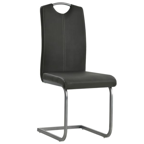 vidaXL Cantilever Dining Chairs 4 pcs Grey Faux Leather