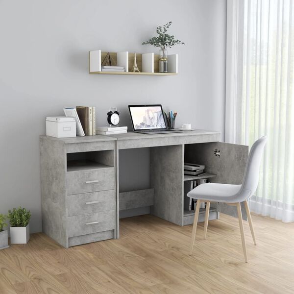 vidaXL Desk Concrete Grey 140x50x76 cm Engineered Wood