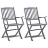 vidaXL Folding Outdoor Chairs 2 pcs with Cushions Solid Acacia Wood