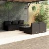 vidaXL 6 Piece Garden Lounge Set with Cushions Poly Rattan Black