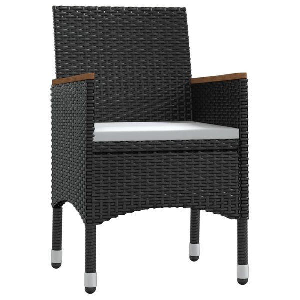 vidaXL 7 Piece Outdoor Dining Set with Cushions Black