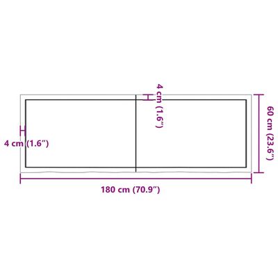 vidaXL Bathroom Countertop Light Brown 180x60x(2-4)cm Treated Solid Wood