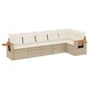 vidaXL 6 Piece Garden Sofa Set with Cushions Beige Poly Rattan