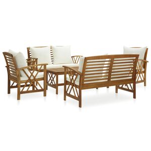 vidaXL 5 Piece Garden Lounge Set with Cushions Solid Acacia Wood