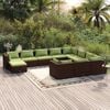 vidaXL 11 Piece Garden Lounge Set with Cushions Poly Rattan Brown