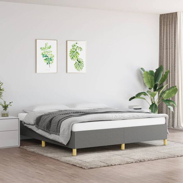 vidaXL Bed Frame without Mattress Dark Grey 183x203 cm King Fabric