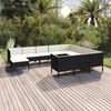 vidaXL 11 Piece Garden Lounge Set with Cushions Poly Rattan Black