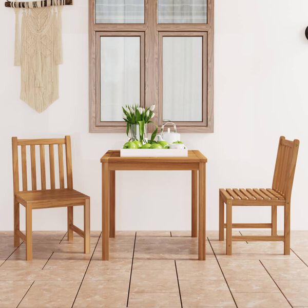 vidaXL 3 Piece Garden Dining Set 80x80 cm Solid Teak Wood