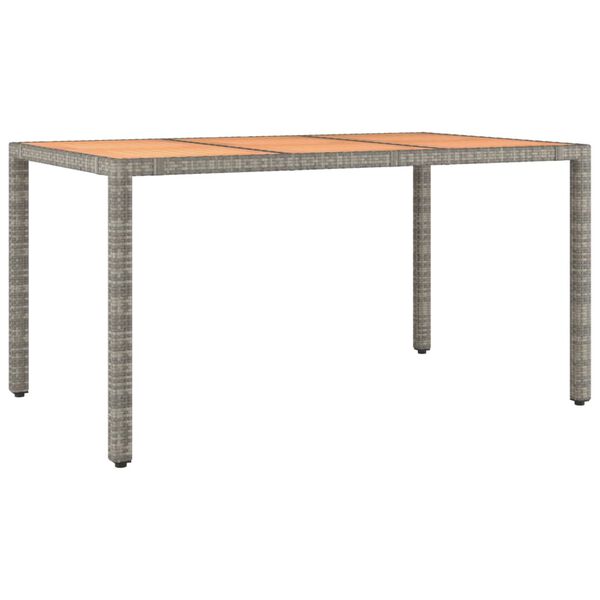 vidaXL Garden Table with Wooden Top Grey Poly Rattan&Solid Wood Acacia