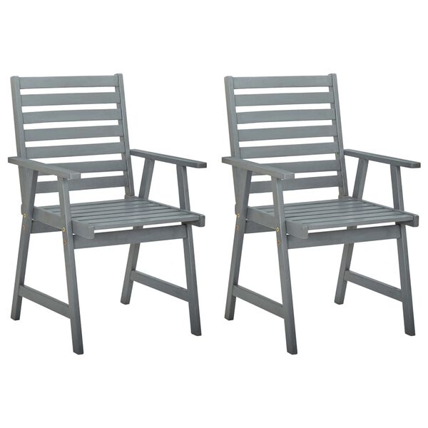 vidaXL Outdoor Dining Chairs with Cushions 2 pcs Solid Acacia Wood