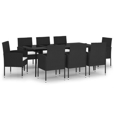 vidaXL 9 Piece Garden Dining Set Black