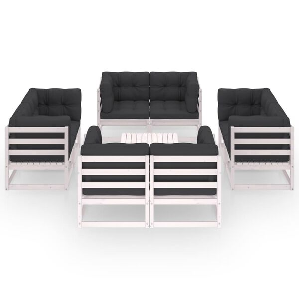 vidaXL 9 Piece Garden Lounge Set with Cushions Solid Pinewood