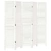 vidaXL Room Divider 5 Panels Retro White Solid Wood Paulownia