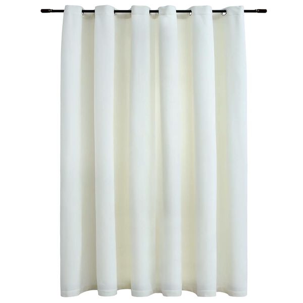 vidaXL Blackout Curtain with Metal Rings Velvet Cream 290x245 cm