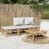 vidaXL 4 Piece Garden Lounge Set with Light Grey Cushions Bamboo