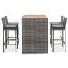 vidaXL 5 Piece Outdoor Bar Set Poly Rattan and Acacia Wood Grey