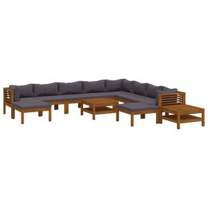 vidaXL Wooden Lounge Set | Dark Grey | Solid acacia wood | Large |  Modular