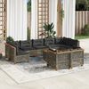 vidaXL 10 Piece Garden Sofa Set with Cushions Grey Poly Rattan