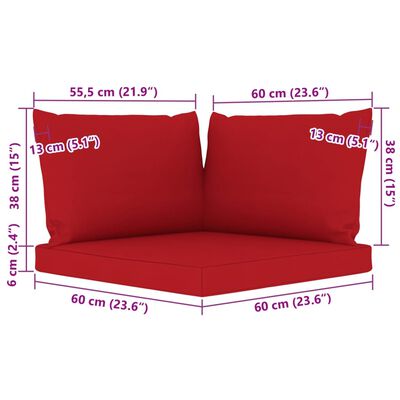 vidaXL Garden 3-Seater Pallet Sofa with Red Cushions Pinewood